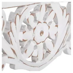 Kirklands Home White Distressed Wood Carved Floral Shelf Best