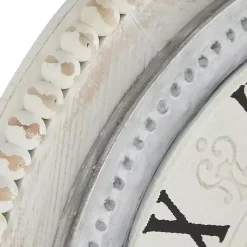 Kirklands Home White Distressed Wood Round Beaded Wall Clock Hot