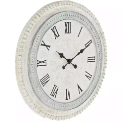 Kirklands Home White Distressed Wood Round Beaded Wall Clock Hot