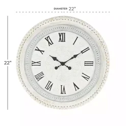 Kirklands Home White Distressed Wood Round Beaded Wall Clock Hot