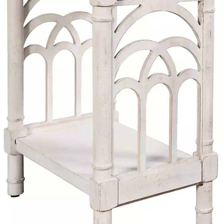 Kirklands Home 1-Drawer Cathedral Sides Accent Table White Hot