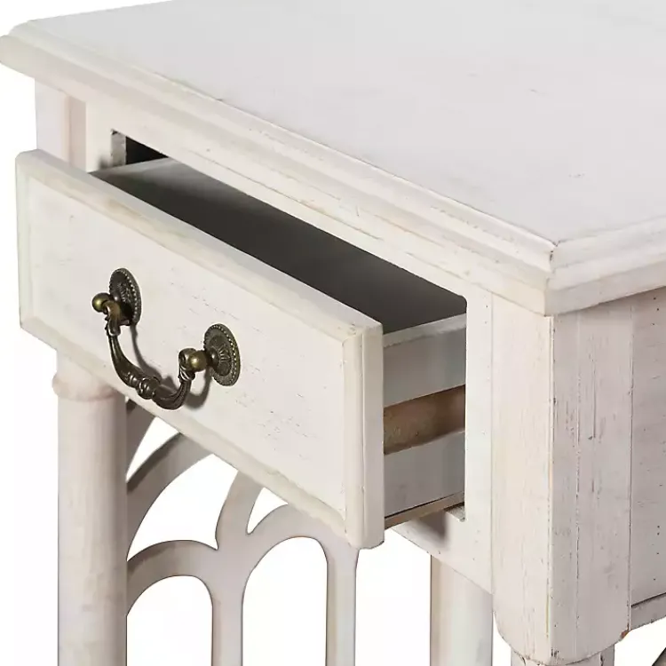 Kirklands Home 1-Drawer Cathedral Sides Accent Table White Hot