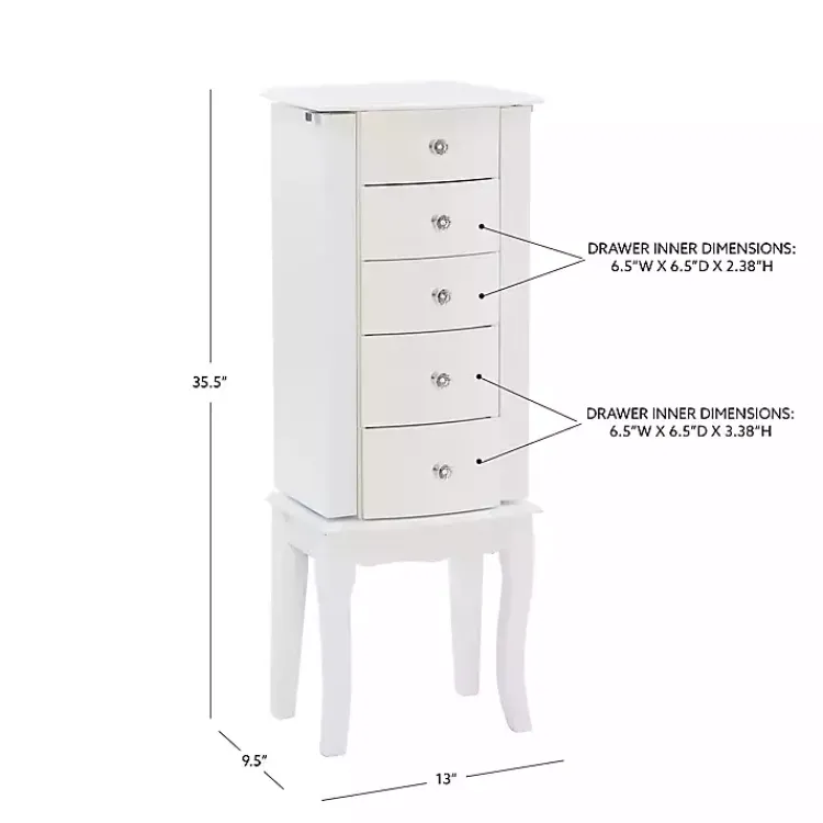 Kirklands Home 5-Drawer Jasmine Petite Jewelry Armoire White Discount