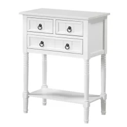 Kirklands Home 3-Drawer Turned Legs Accent Table White Best