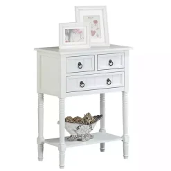 Kirklands Home 3-Drawer Turned Legs Accent Table White Best