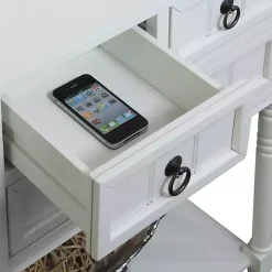 Kirklands Home 3-Drawer Turned Legs Accent Table White Best