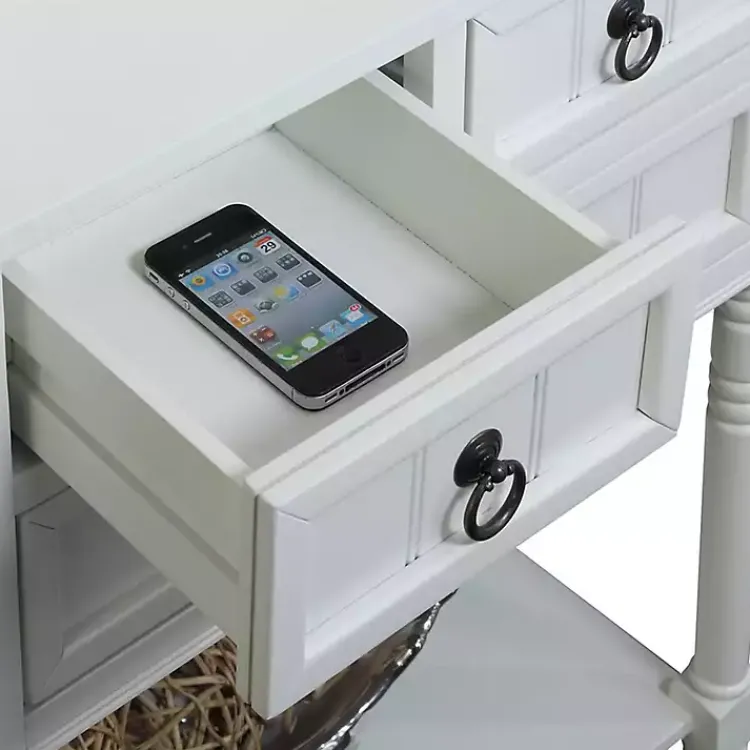 Kirklands Home 3-Drawer Turned Legs Accent Table White Best