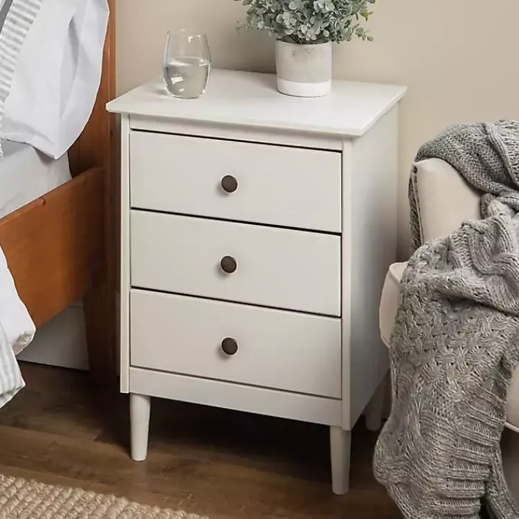 Kirklands Home 3-Drawer Wood Nightstand White Hot