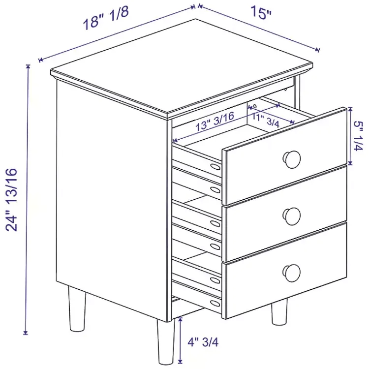Kirklands Home 3-Drawer Wood Nightstand White Hot