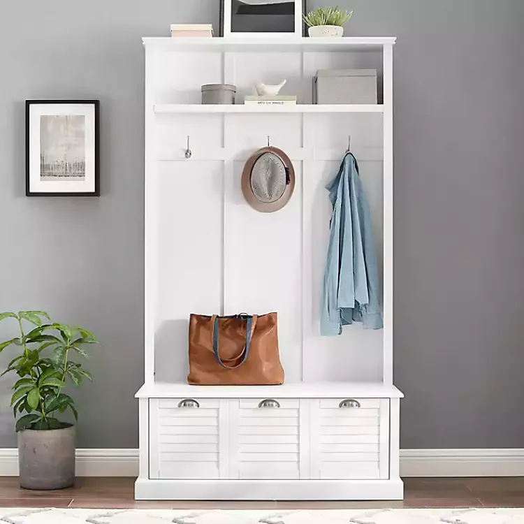 Kirklands Home White Ellison Hall Tree with Storage Bench Outlet