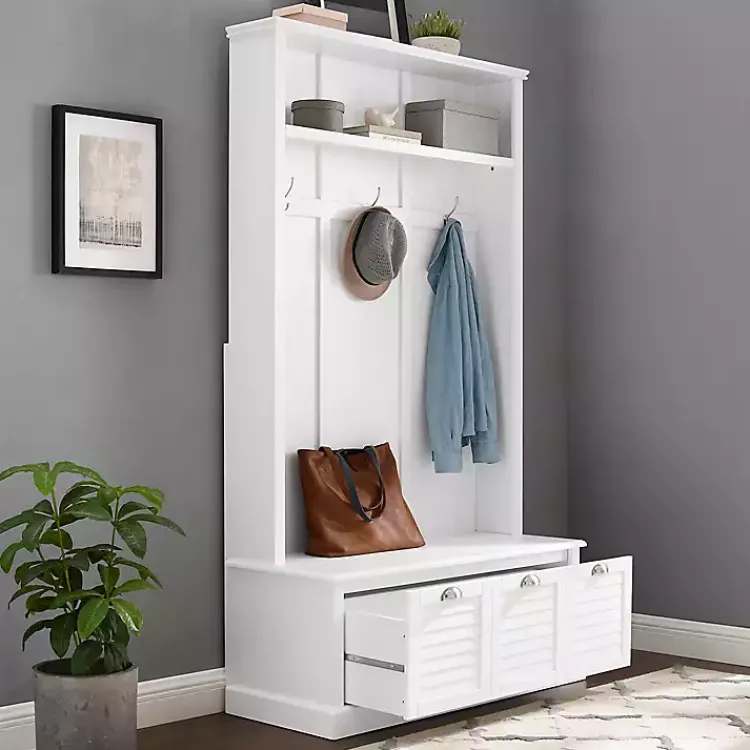 Kirklands Home White Ellison Hall Tree with Storage Bench Outlet