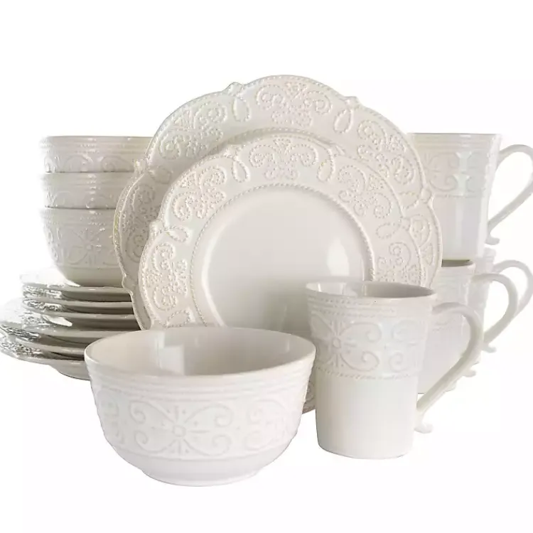 Kirklands Home Embossed Scalloped 16-pc. Dinnerware Set White Sale