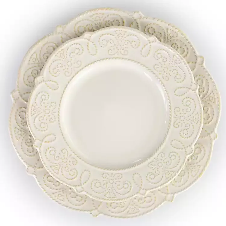 Kirklands Home Embossed Scalloped 16-pc. Dinnerware Set White Sale