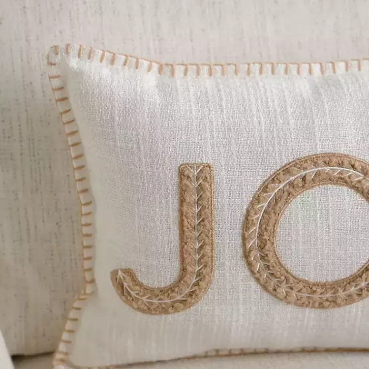 Christmas Pillows>Kirklands Home White Embroidered Joy Christmas Pillow