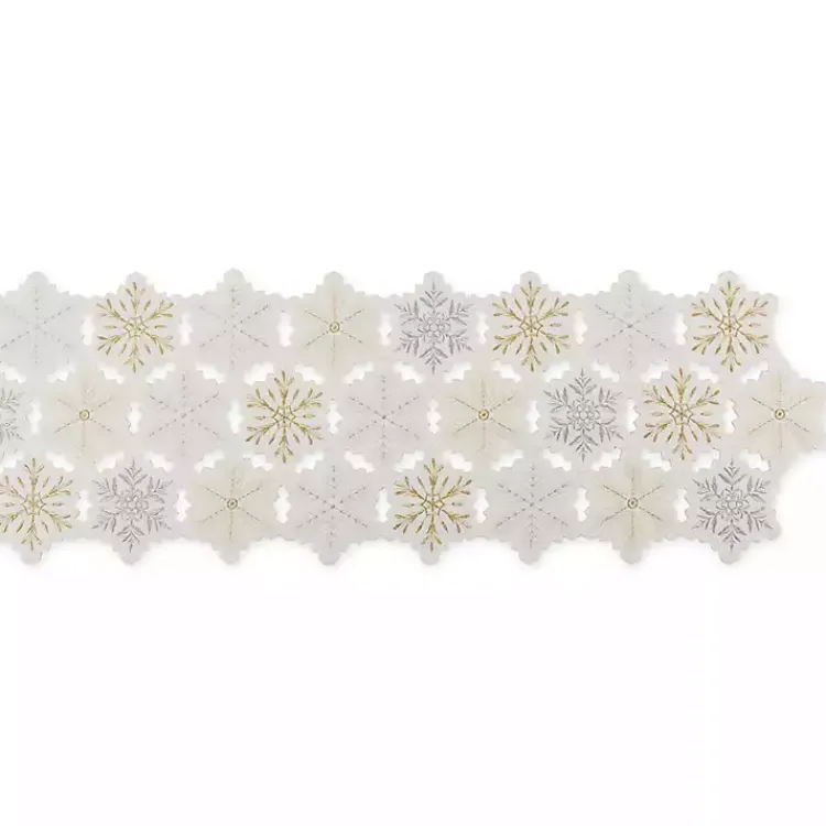 Kirklands Home White Embroidered Snowflakes Table Runner Hot