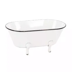 Kirklands Home White Enamel Metal Tub Planter Clearance