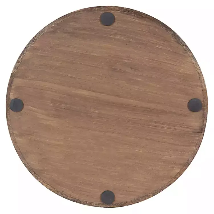 Decorative Trays>Kirklands Home White Enameled Round Mango Wood Tray