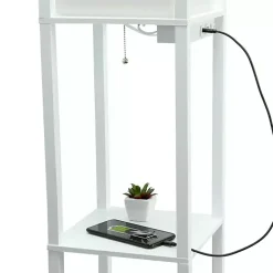 Kirklands Home Etagere Shelf Charging Floor Lamp White