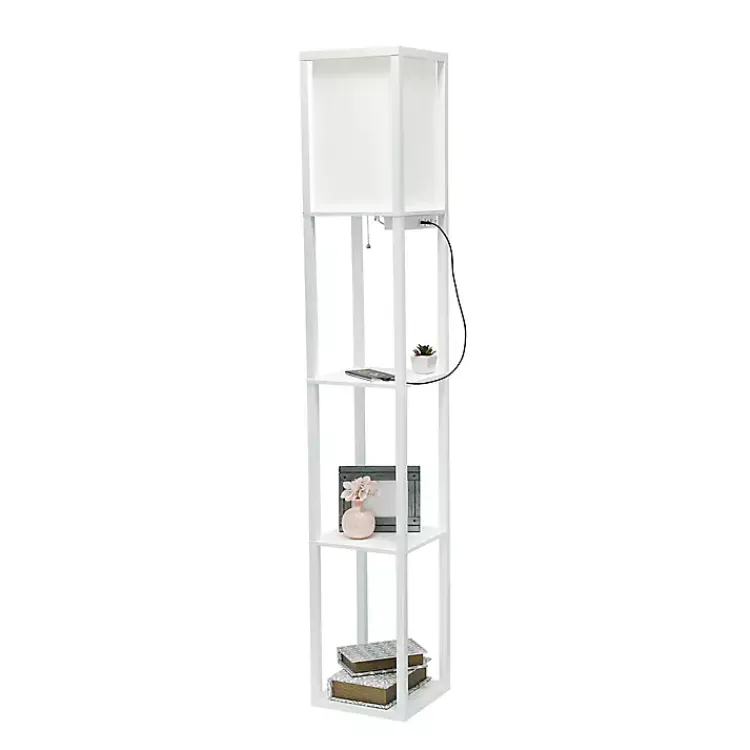 Kirklands Home Etagere Shelf Charging Floor Lamp White