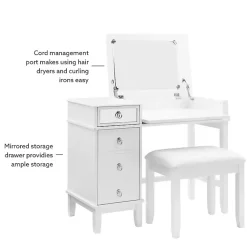 Kirklands Home Eva Mirrored 2-pc. Vanity Set White Hot
