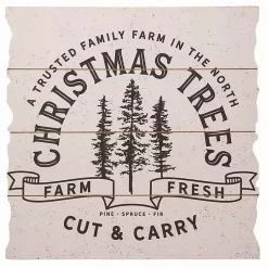 Christmas Art & Wall Decor>Kirklands Home White Farm Fresh Christmas Trees Wall Plaque