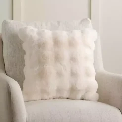 Pillows>Kirklands Home Faux Fur Bubble Pillow White