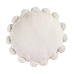 Pillows>Kirklands Home Faux Fur Round Pom Pom Throw Pillow White
