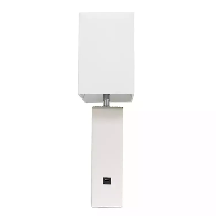 Kirklands Home Faux Leather Charging Table Lamp White Hot