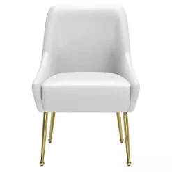 Kirklands Home Faux Leather Gold Maxine Dining Chair White Hot