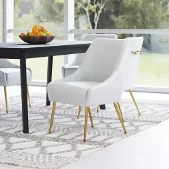 Kirklands Home Faux Leather Gold Maxine Dining Chair White Hot