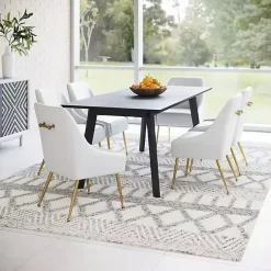 Kirklands Home Faux Leather Gold Maxine Dining Chair White Hot