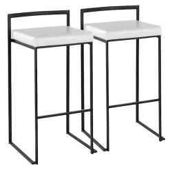 Kirklands Home Faux Leather Stackable Bar Stools, Set of 2 White Online