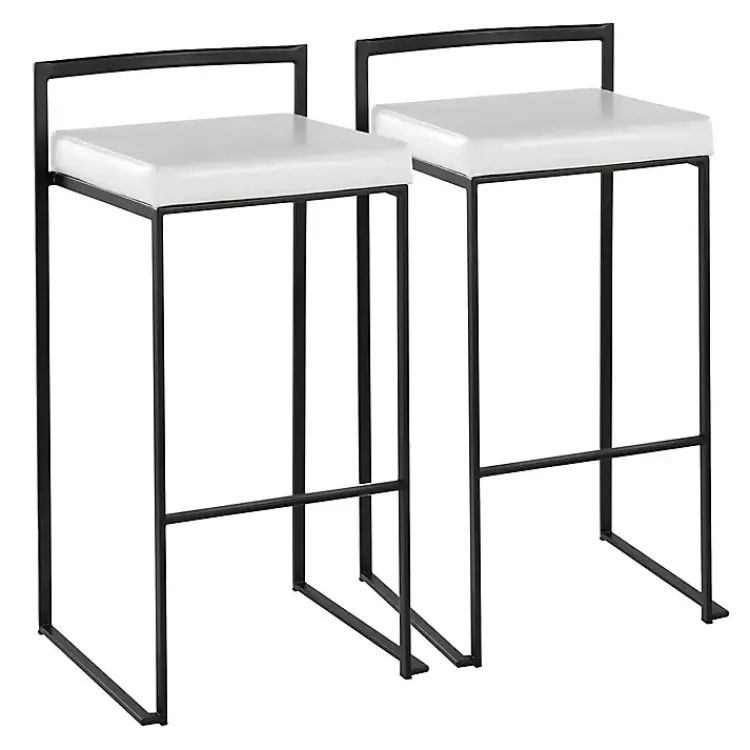Kirklands Home Faux Leather Stackable Bar Stools, Set of 2 White Online