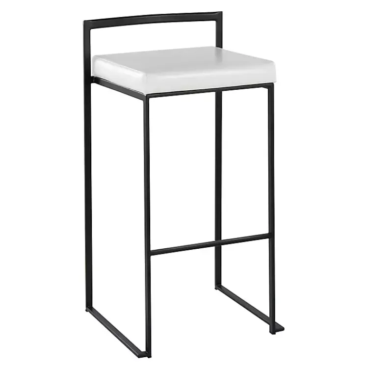 Kirklands Home Faux Leather Stackable Bar Stools, Set of 2 White Online