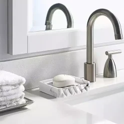 Kirklands Home Faux Marble Elevated Soap Dish White Best