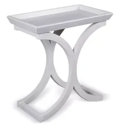 Kirklands Home Fir Wood Curved Tray C-Table White