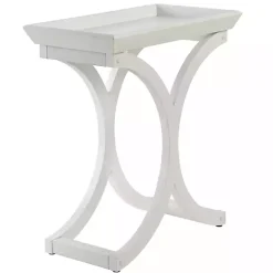 Kirklands Home Fir Wood Curved Tray C-Table White