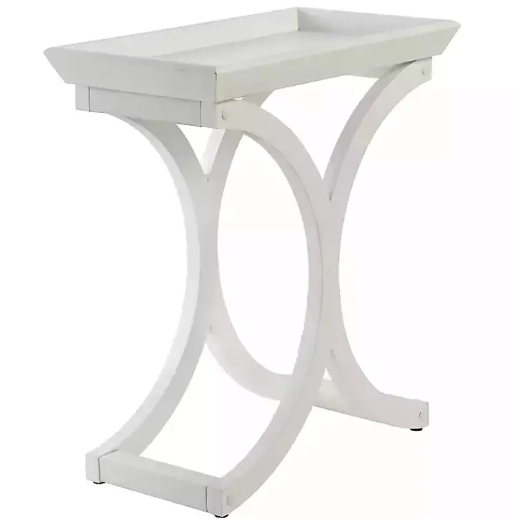 Kirklands Home Fir Wood Curved Tray C-Table White
