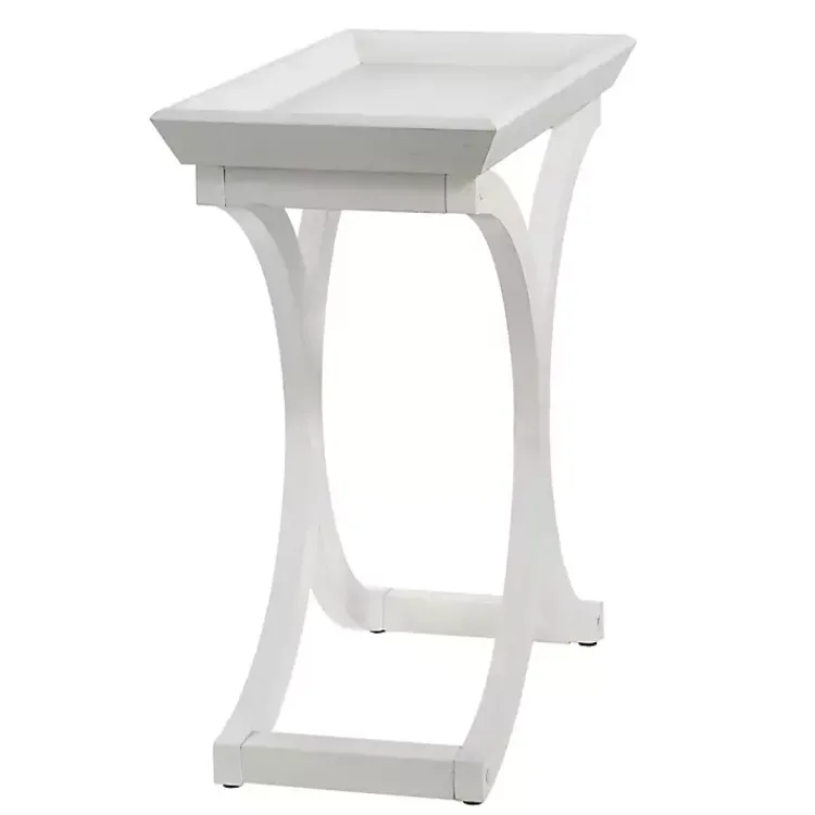 Kirklands Home Fir Wood Curved Tray C-Table White