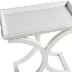 Kirklands Home Fir Wood Curved Tray C-Table White