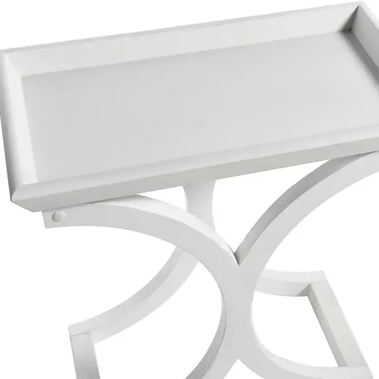 Kirklands Home Fir Wood Curved Tray C-Table White
