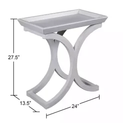 Kirklands Home Fir Wood Curved Tray C-Table White