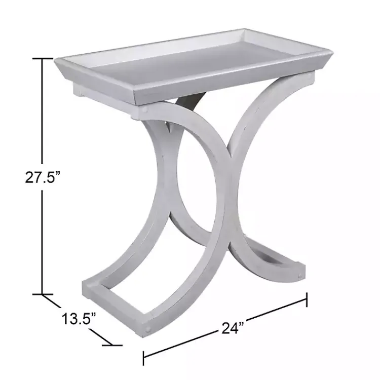Kirklands Home Fir Wood Curved Tray C-Table White