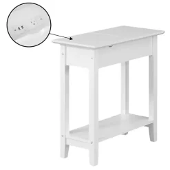 Kirklands Home Flip Top Charging Accent Table White Sale