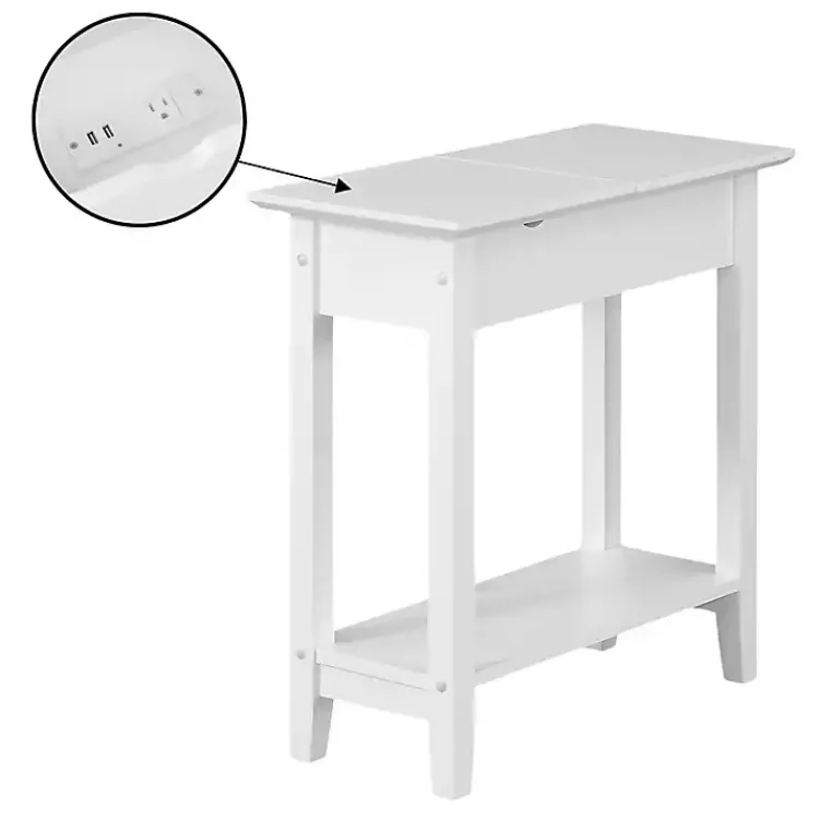 Kirklands Home Flip Top Charging Accent Table White Sale