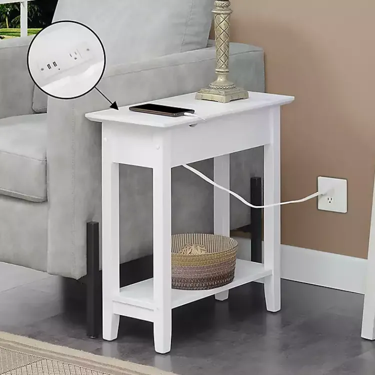 Kirklands Home Flip Top Charging Accent Table White Sale