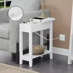 Kirklands Home Flip Top Charging Accent Table White Sale