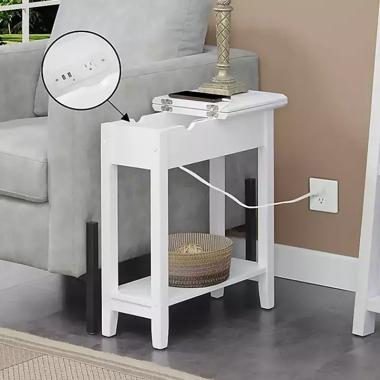 Kirklands Home Flip Top Charging Accent Table White Sale
