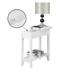 Kirklands Home Flip Top Charging Accent Table White Sale