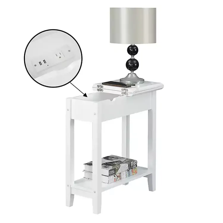 Kirklands Home Flip Top Charging Accent Table White Sale